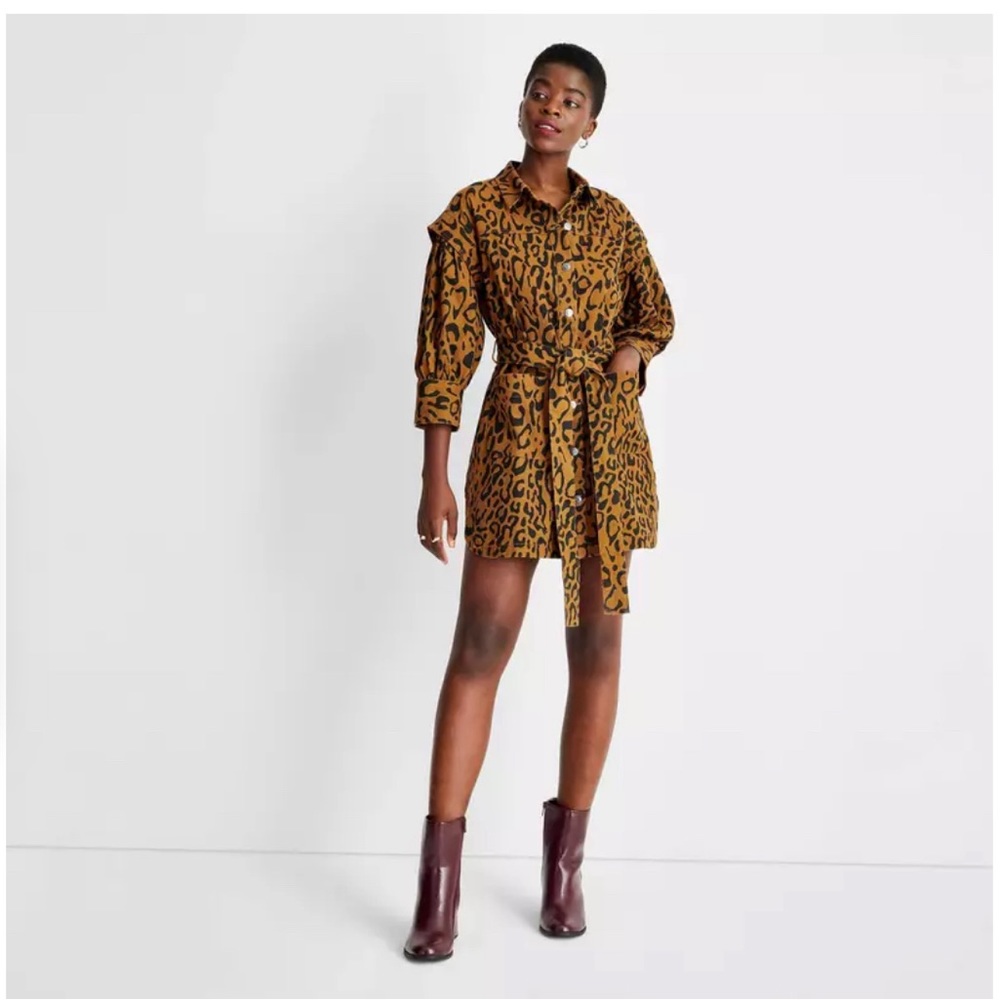 Target x Future Collective x Kahlana Barfield - Long Sleeve Leopard Dress - Med